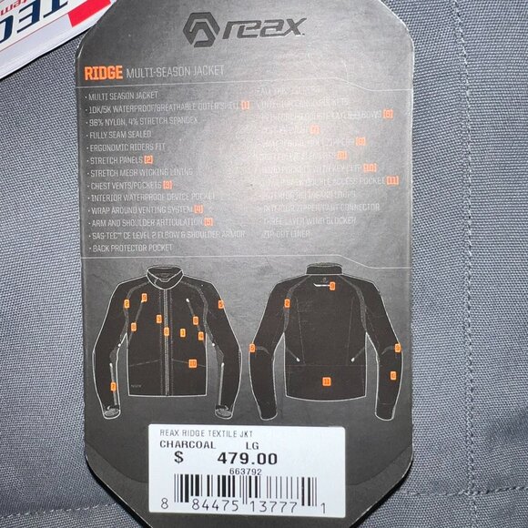 Motorcycle Gear Reax Ridge Charcoal Textile Multi Season Riding Jacket Size L - Picture 14 of 16